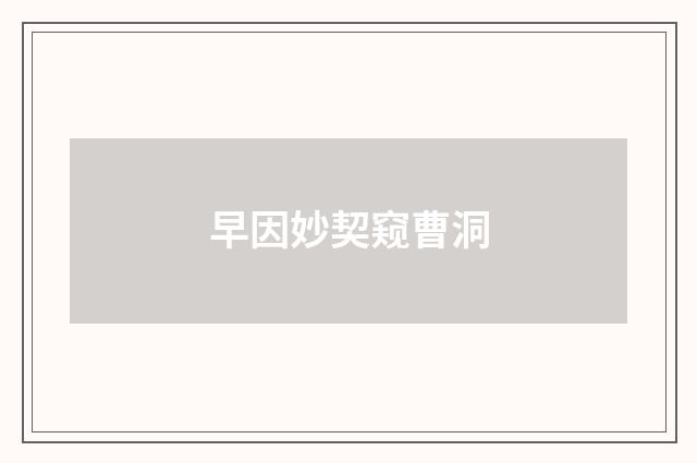 早因妙契窥曹洞