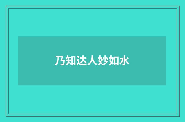 乃知达人妙如水