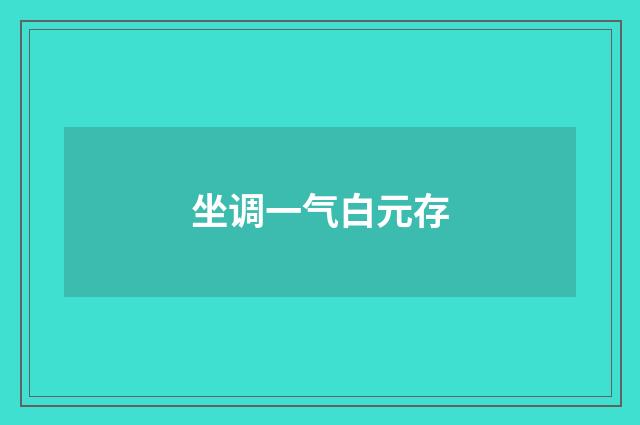 坐调一气白元存