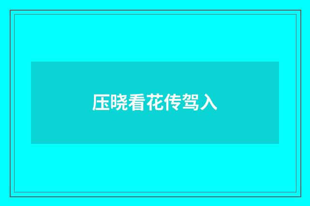 压晓看花传驾入