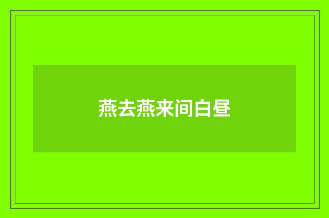 燕去燕来间白昼