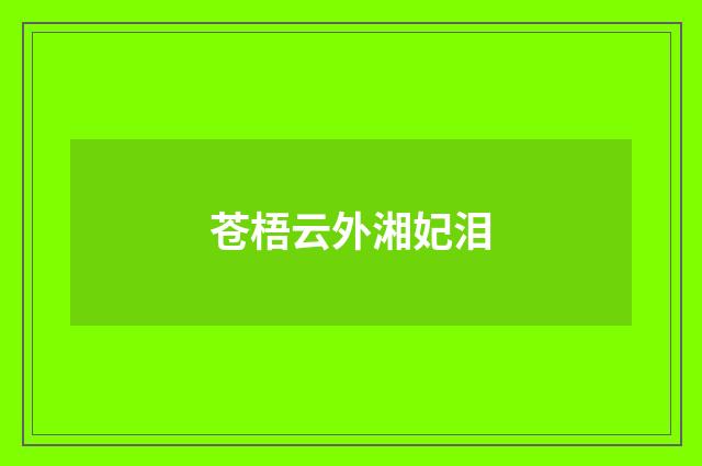 苍梧云外湘妃泪