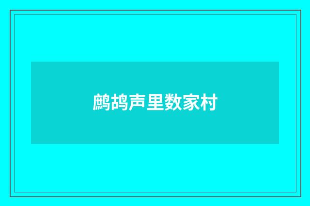 鹧鸪声里数家村