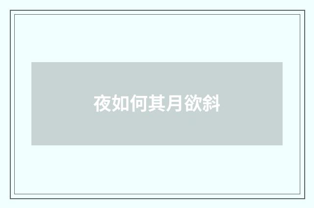夜如何其月欲斜