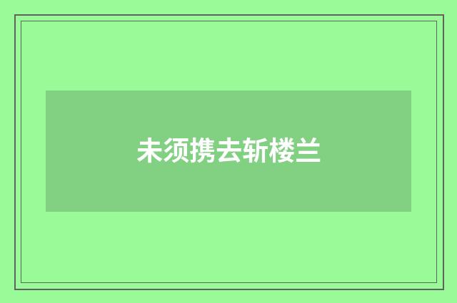 未须携去斩楼兰