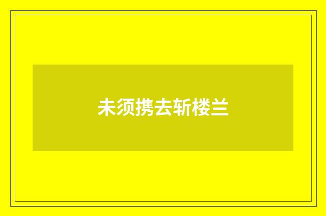 未须携去斩楼兰