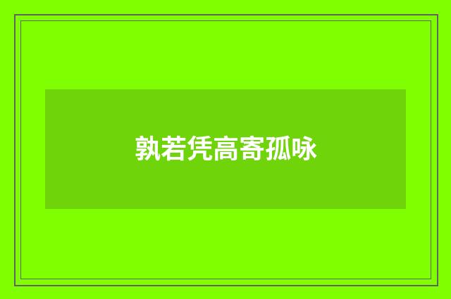 孰若凭高寄孤咏