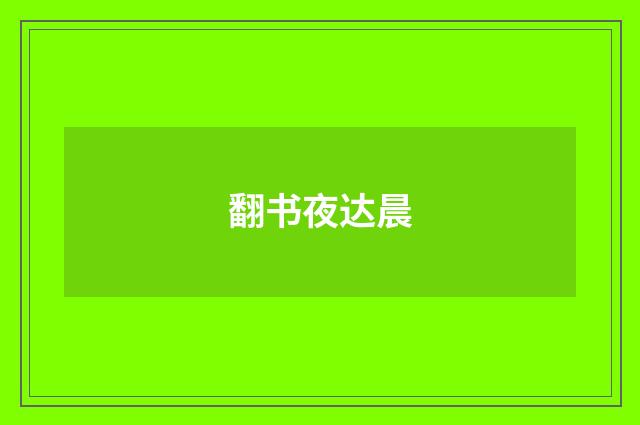 翻书夜达晨