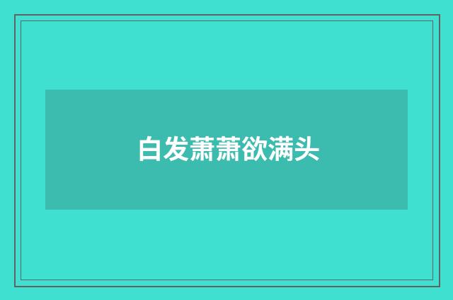 白发萧萧欲满头