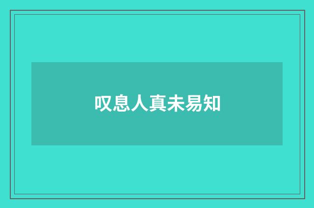 叹息人真未易知