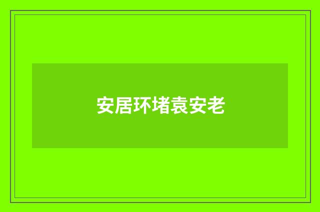 安居环堵袁安老