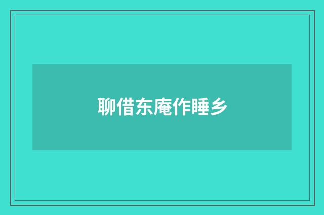 聊借东庵作睡乡