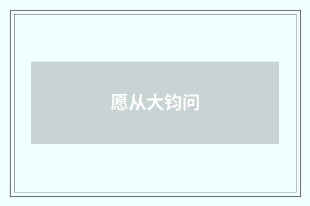 愿从大钧问