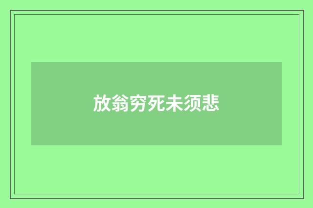 放翁穷死未须悲
