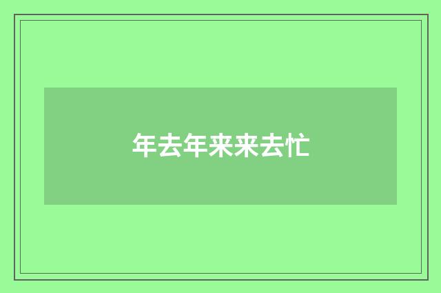 年去年来来去忙