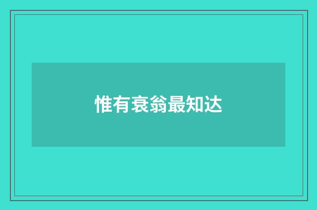 惟有衰翁最知达