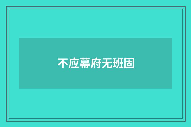 不应幕府无班固