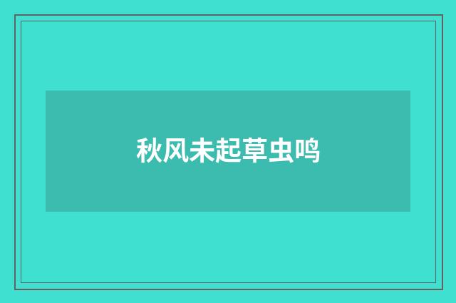 秋风未起草虫鸣
