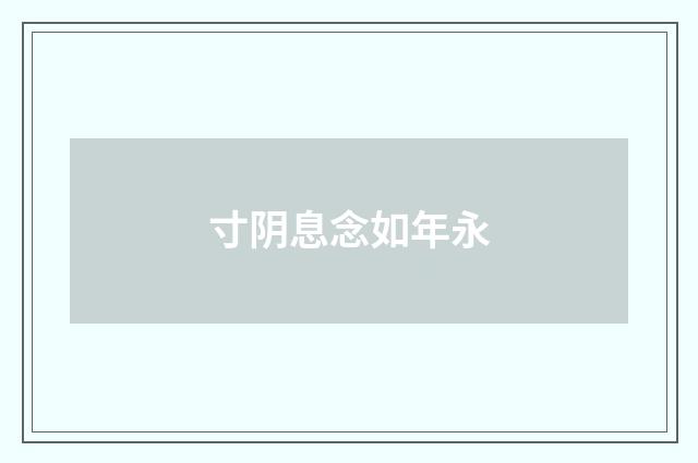 寸阴息念如年永