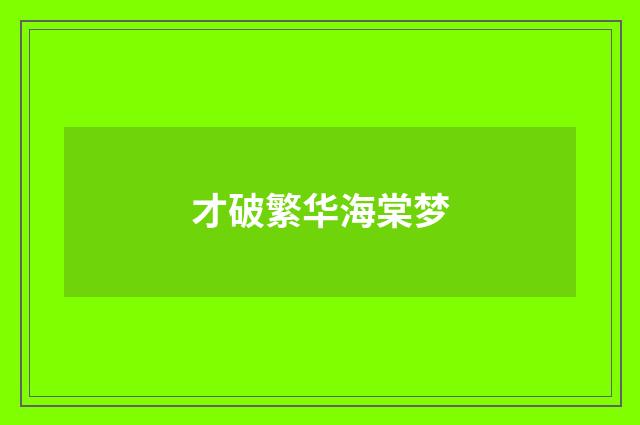 才破繁华海棠梦