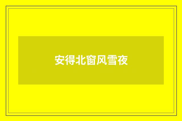 安得北窗风雪夜
