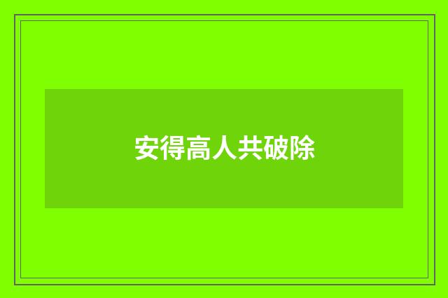 安得高人共破除