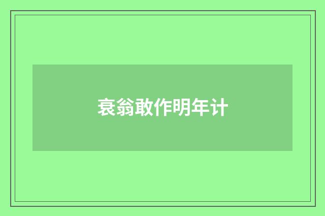 衰翁敢作明年计