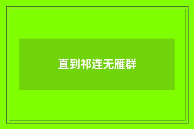 直到祁连无雁群
