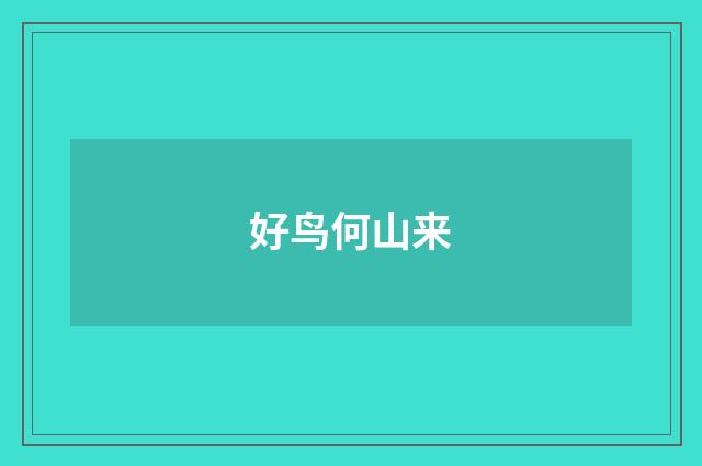 好鸟何山来