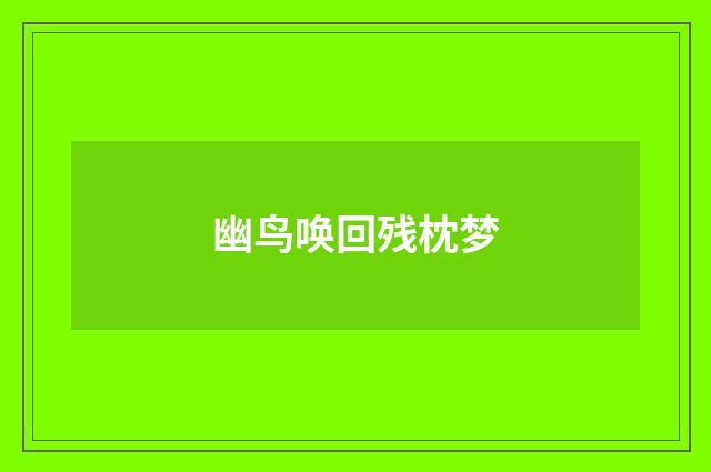 幽鸟唤回残枕梦