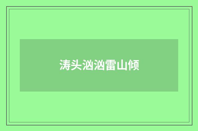 涛头汹汹雷山倾