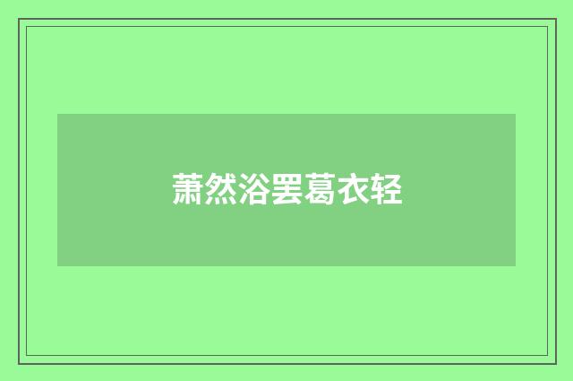 萧然浴罢葛衣轻