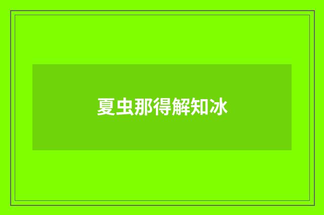 夏虫那得解知冰