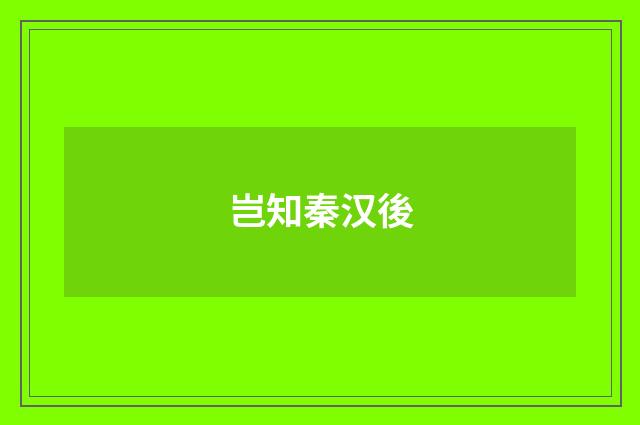 岂知秦汉後