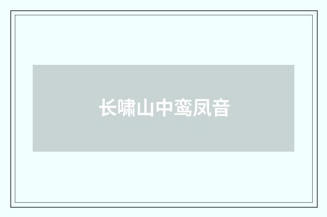 长啸山中鸾凤音
