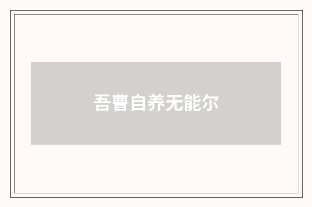 吾曹自养无能尔