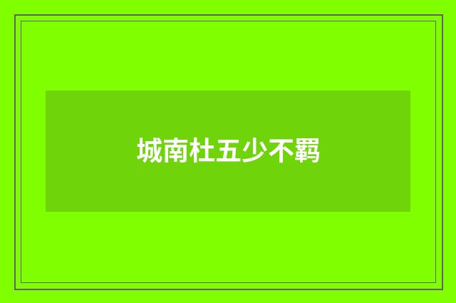 城南杜五少不羁