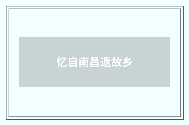 忆自南昌返故乡