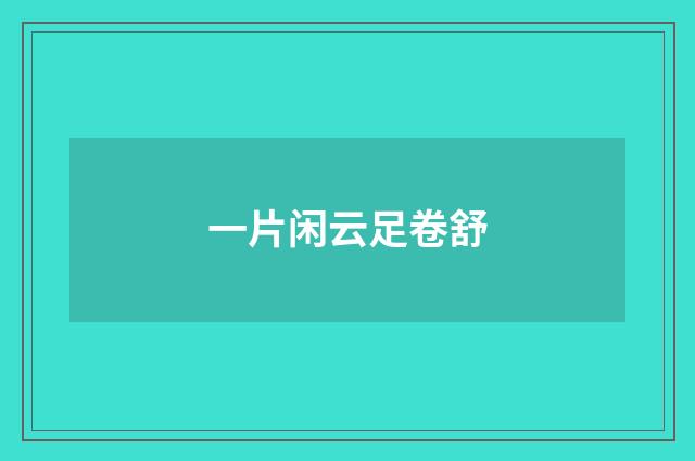 一片闲云足卷舒