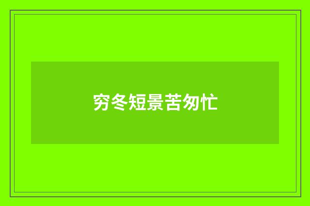 穷冬短景苦匆忙