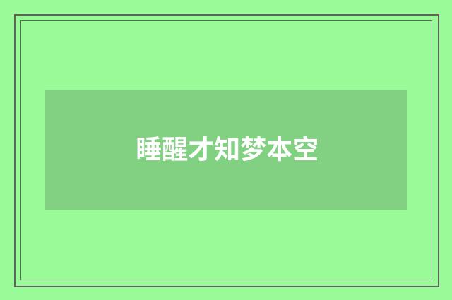 睡醒才知梦本空