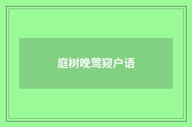 庭树晚莺窥户语