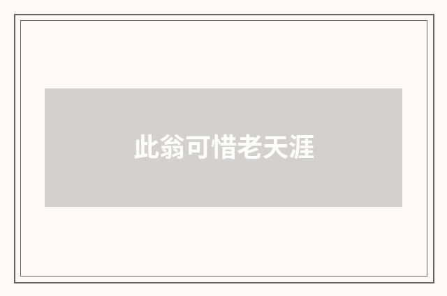 此翁可惜老天涯