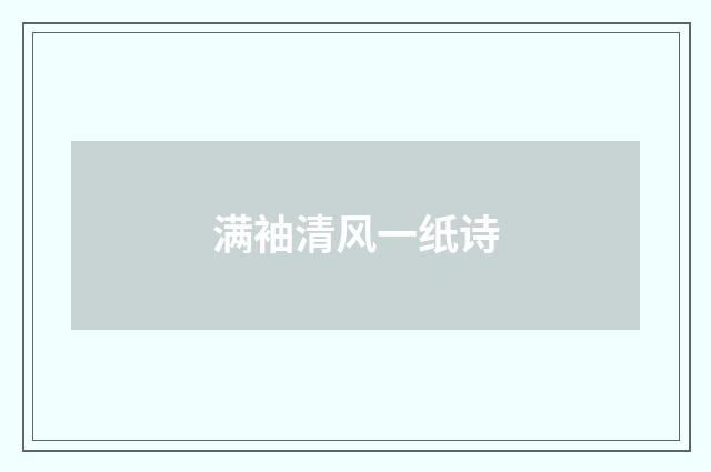 满袖清风一纸诗