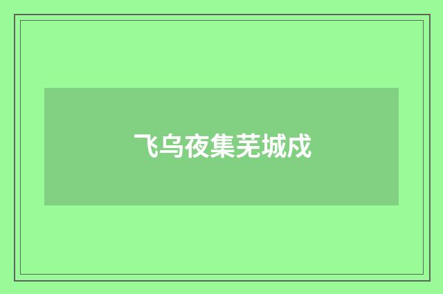 飞乌夜集芜城戍