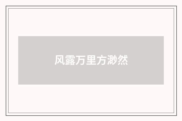 风露万里方渺然