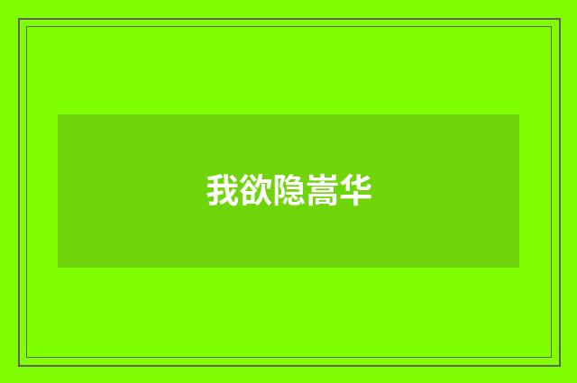 我欲隐嵩华