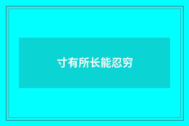 寸有所长能忍穷