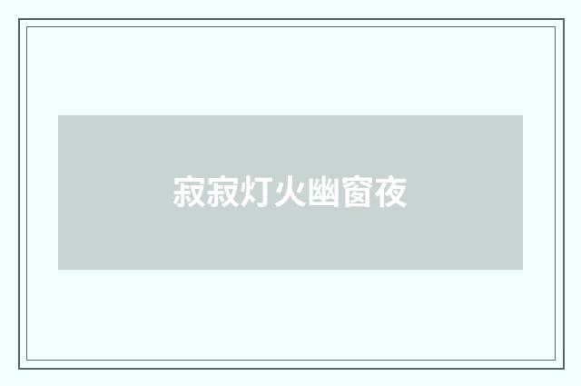 寂寂灯火幽窗夜