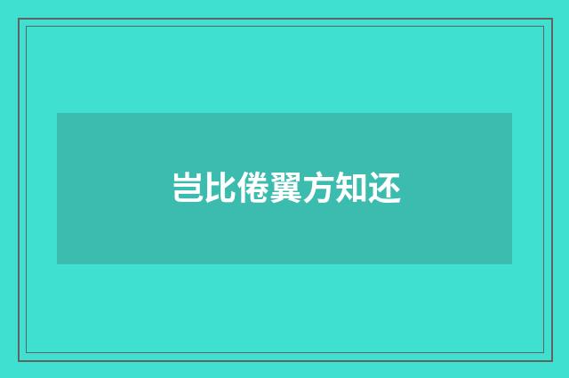 岂比倦翼方知还